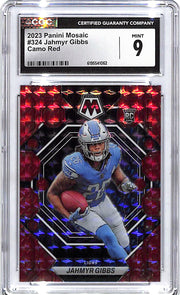 2023 Mosaic Jahmyr Gibbs Rookie RC Red Camo CGC 9 Lions