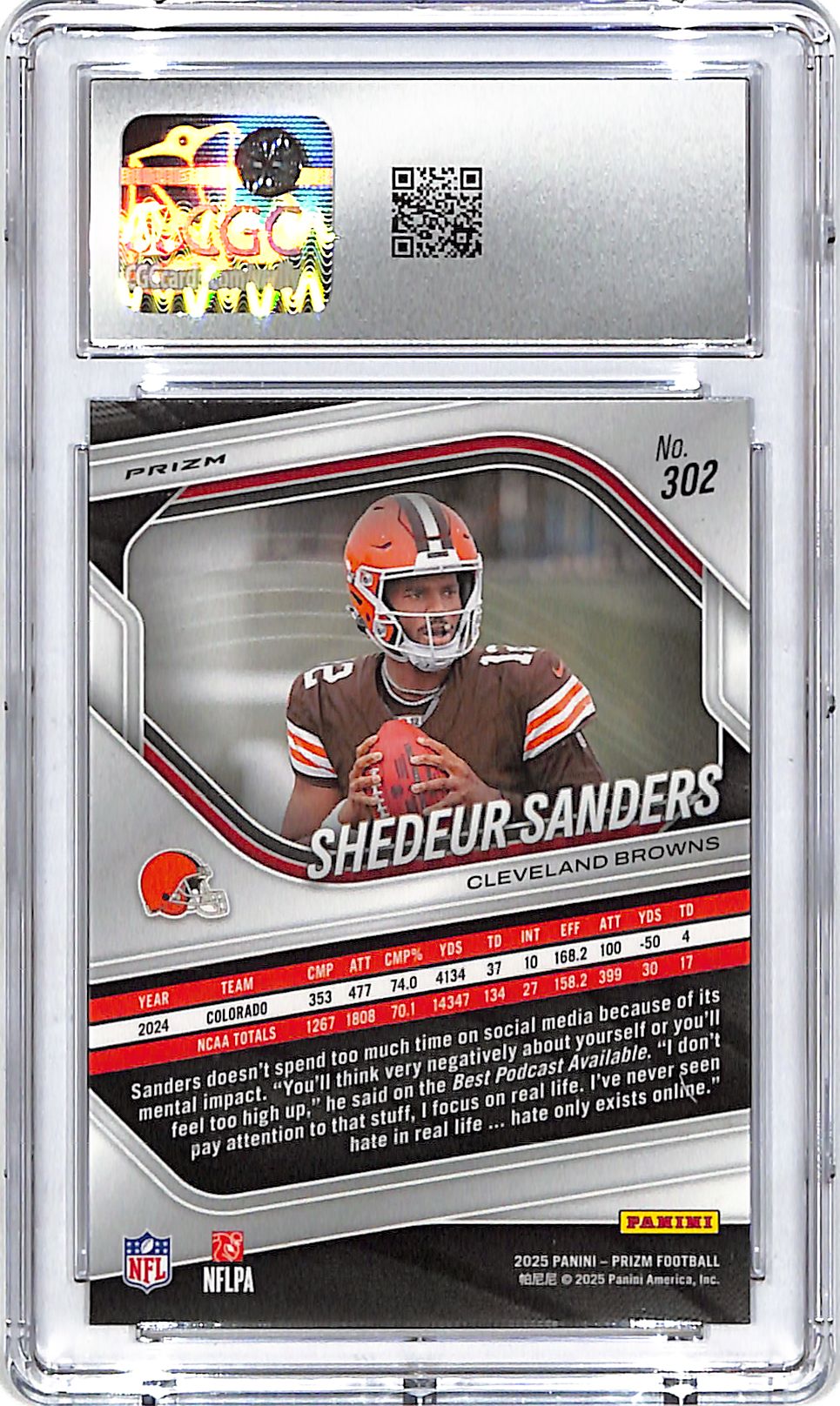 2025 Prizm Shedeur Sanders Rookie RC White Disco CGC 9 Browns