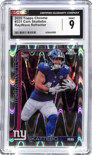 2025 Topps Chrome Cam Skattebo Rookie RC RayWave Refractor CGC 9 Giants
