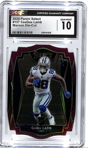 2020 Select CeeDee Lamb Rookie RC Maroon Die Cut CGC 10 Cowboys