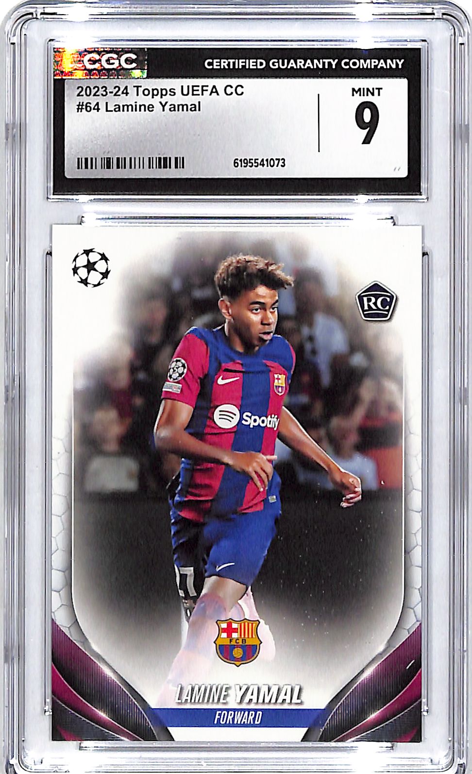2023-24 Topps UEFA Club Competition Lamine Yamal Rookie RC #64 CGC 9 Barcelona