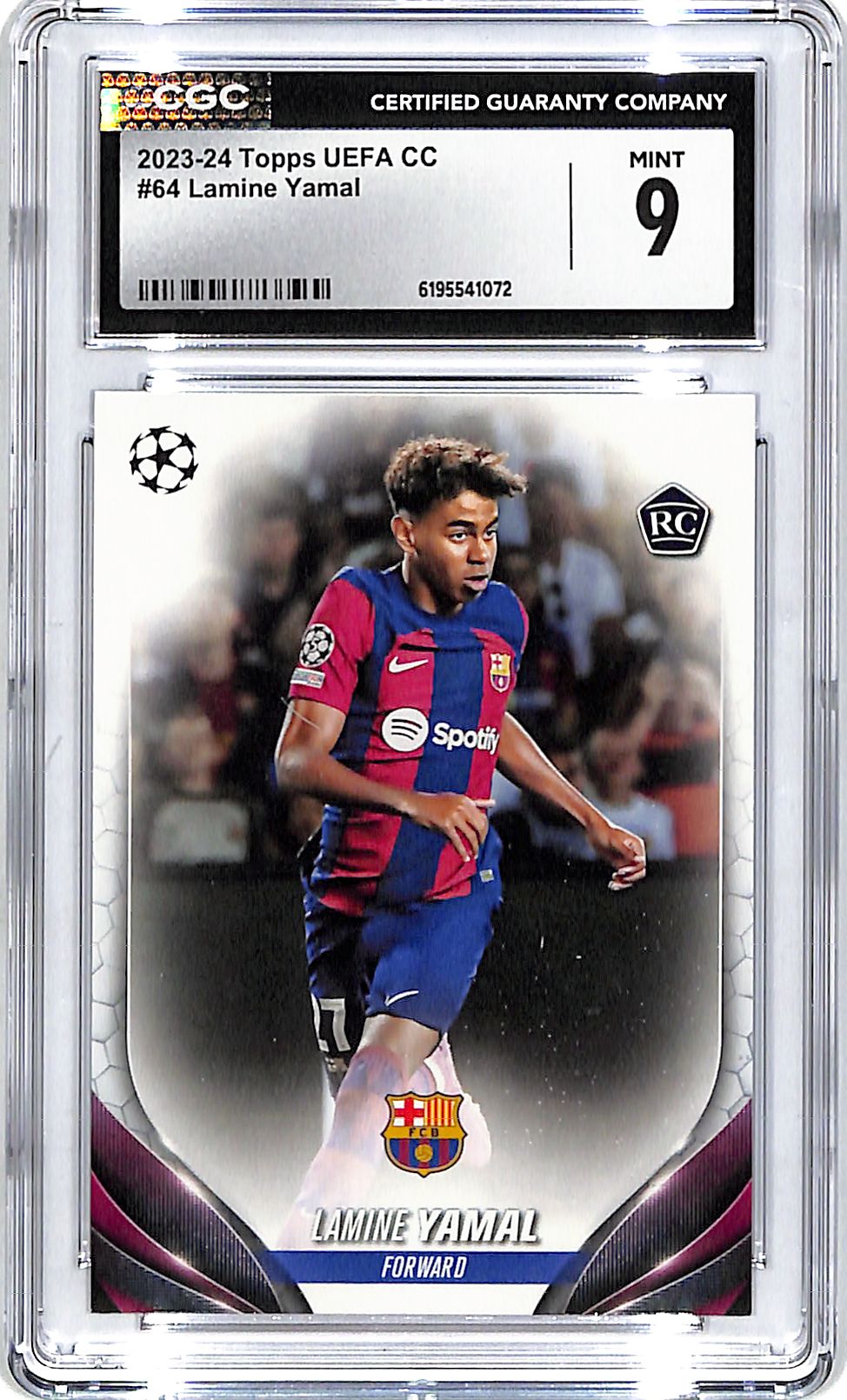 2023-24 Topps UEFA Club Competition Lamine Yamal Rookie RC #64 CGC 9 Barcelona