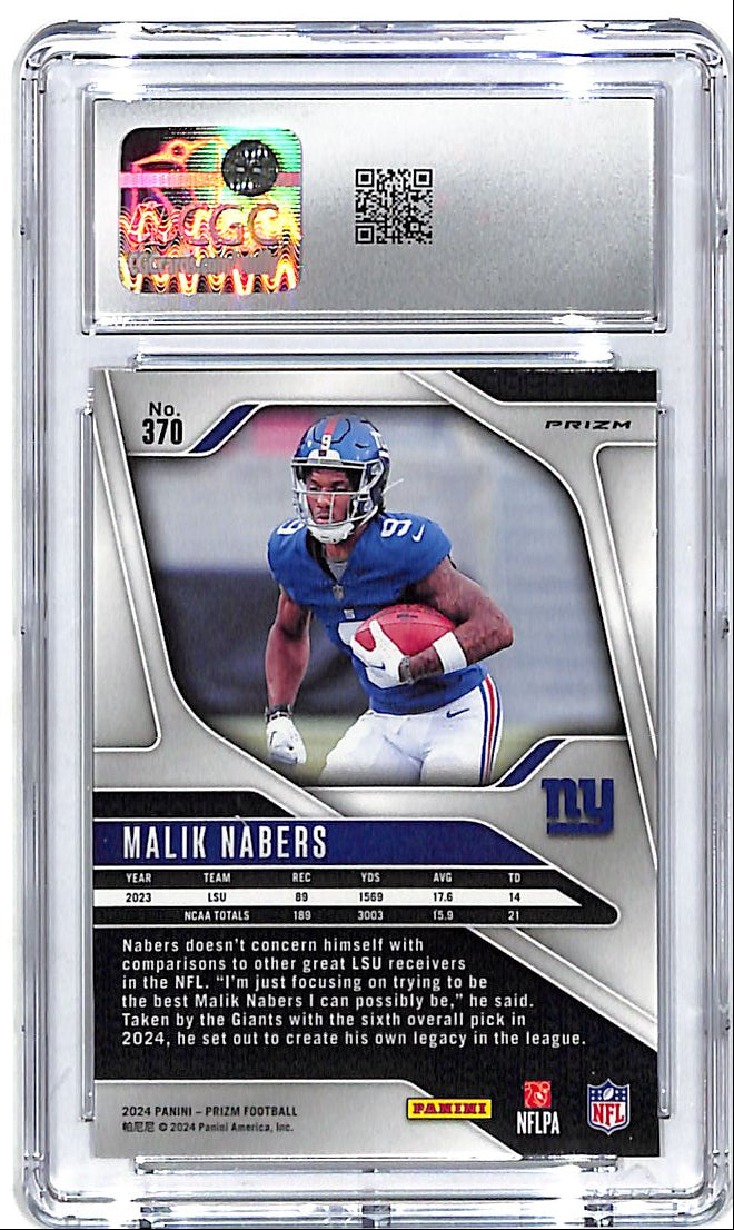 2024 Prizm Malik Nabers Rookie RC Green Wave CGC 10 Giants