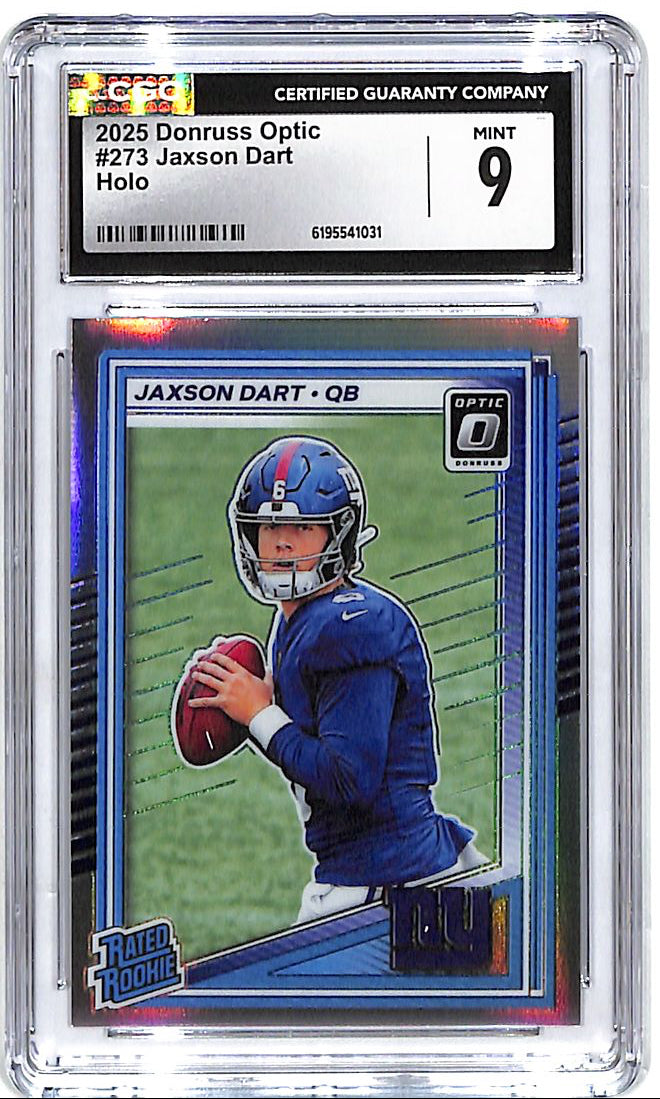 2025 Donruss Optic Jaxson Dart Rated Rookie RC Holo CGC 9 Giants