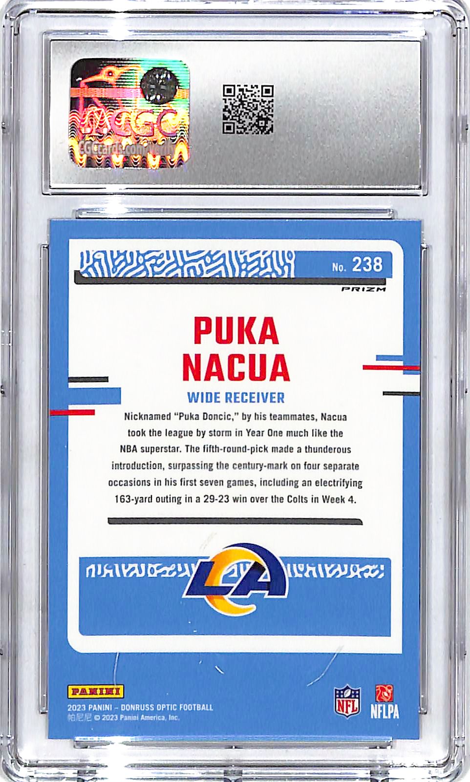 2023 Donruss Optic Puka Nacua Rated Rookie RC Green Velocity CGC 10 Rams