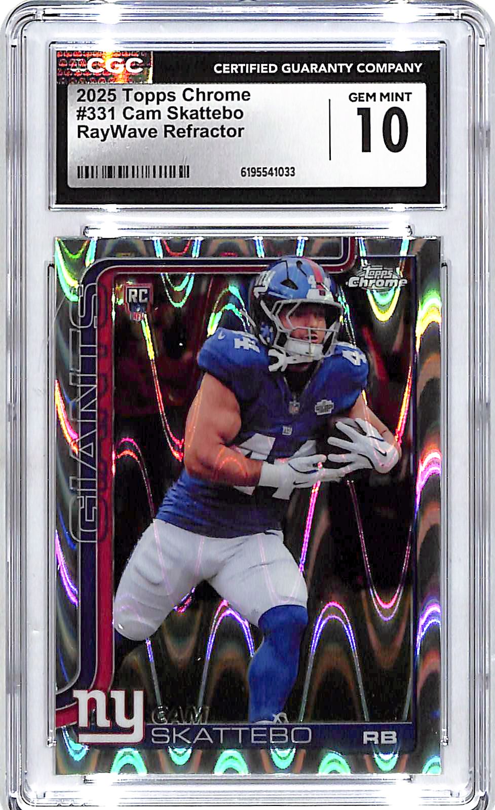 2025 Topps Chrome Cam Skattebo Rokie RC RayWave Refractor CGC 10 Giants