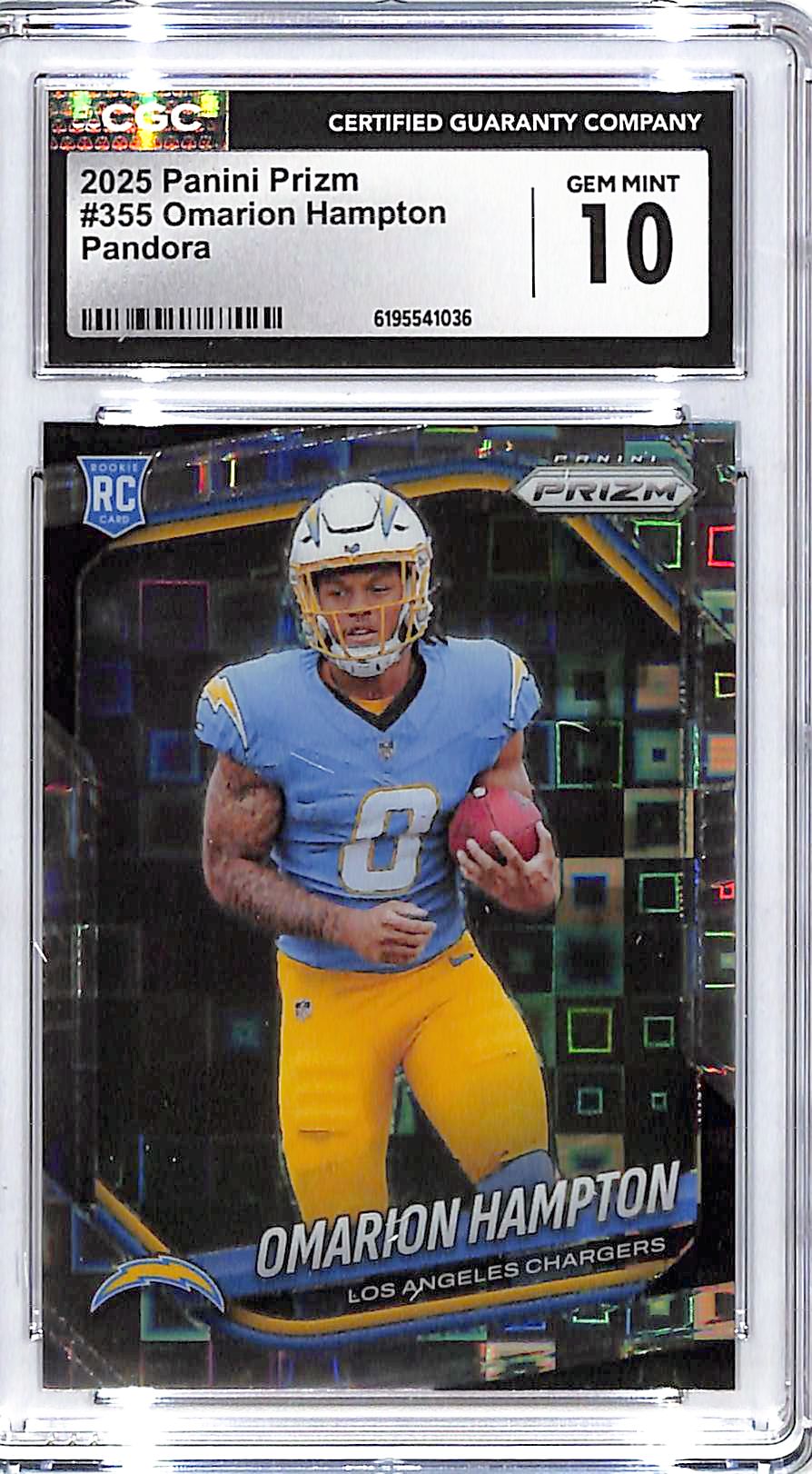 2025 Prizm Omarion Hampton Rookie RC Pandora /400 CGC 10 Chargers