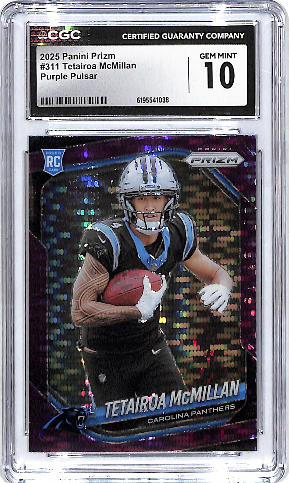 2025 Prizm Tetairoa McMillan Rookie RC Purple Pulsar CGC 10 Panthers