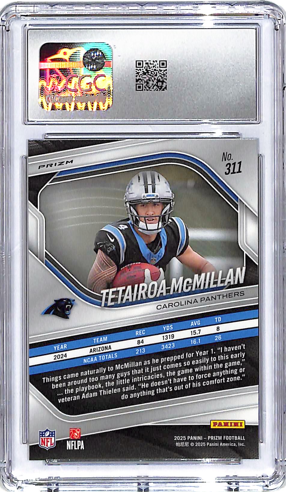 2025 Prizm Tetairoa McMillan Rookie RC Purple Pulsar CGC 10 Panthers