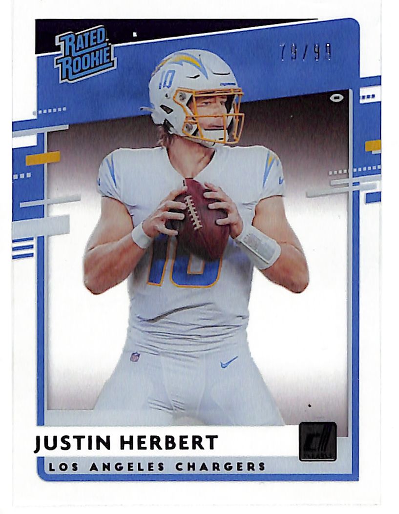 2020 Chronicles Justin Herbert Clearly Donruss Rated Rookie RC Blue /99 Chargers