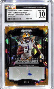 2025 Prizm Draft Picks Kayshon Boutte Rookie RC Auto Autograph Gold Cracked Ice CGC 10