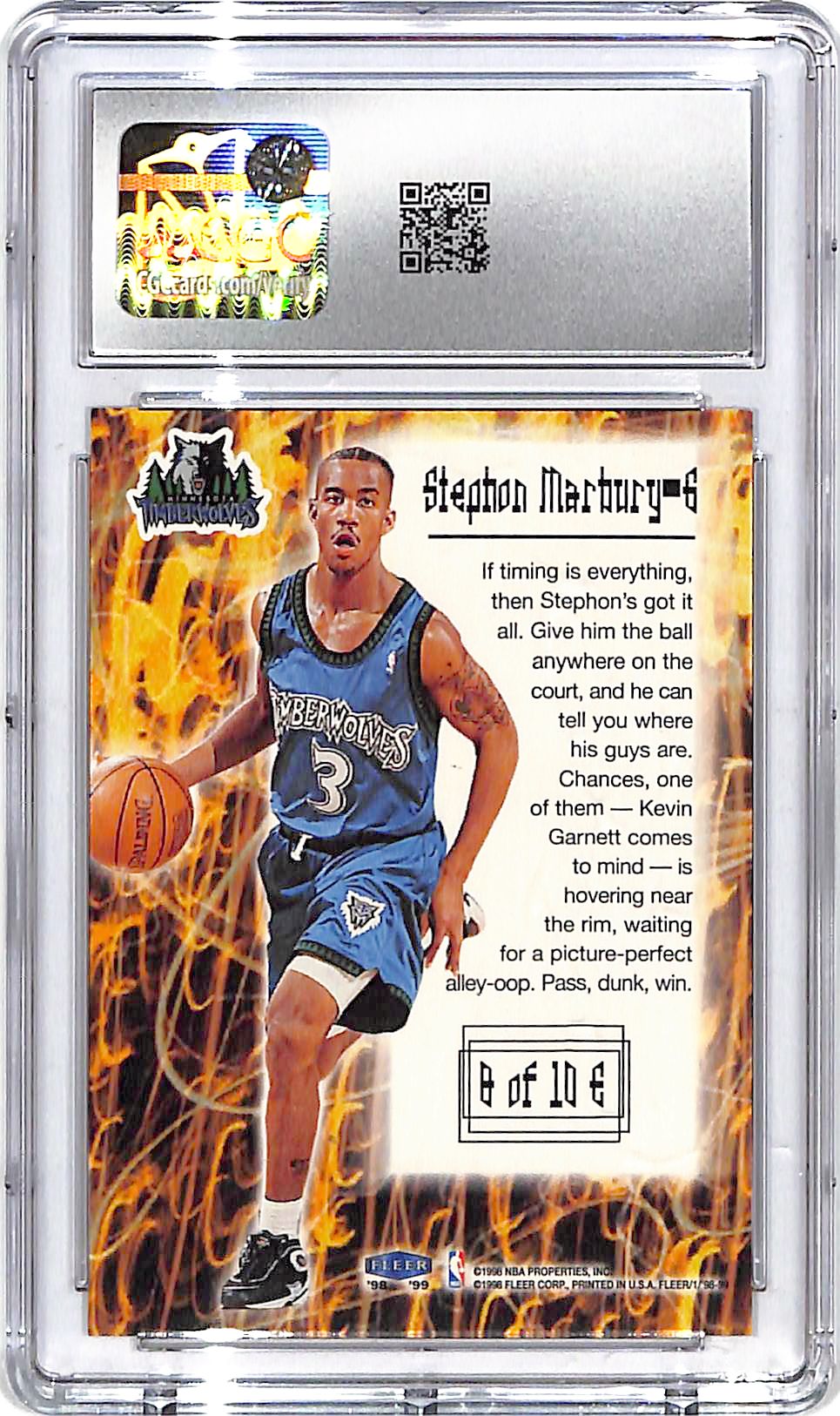 1998-99 Fleer Tradition Stephon Marbury Electrifying CGC 9 Timberwolves