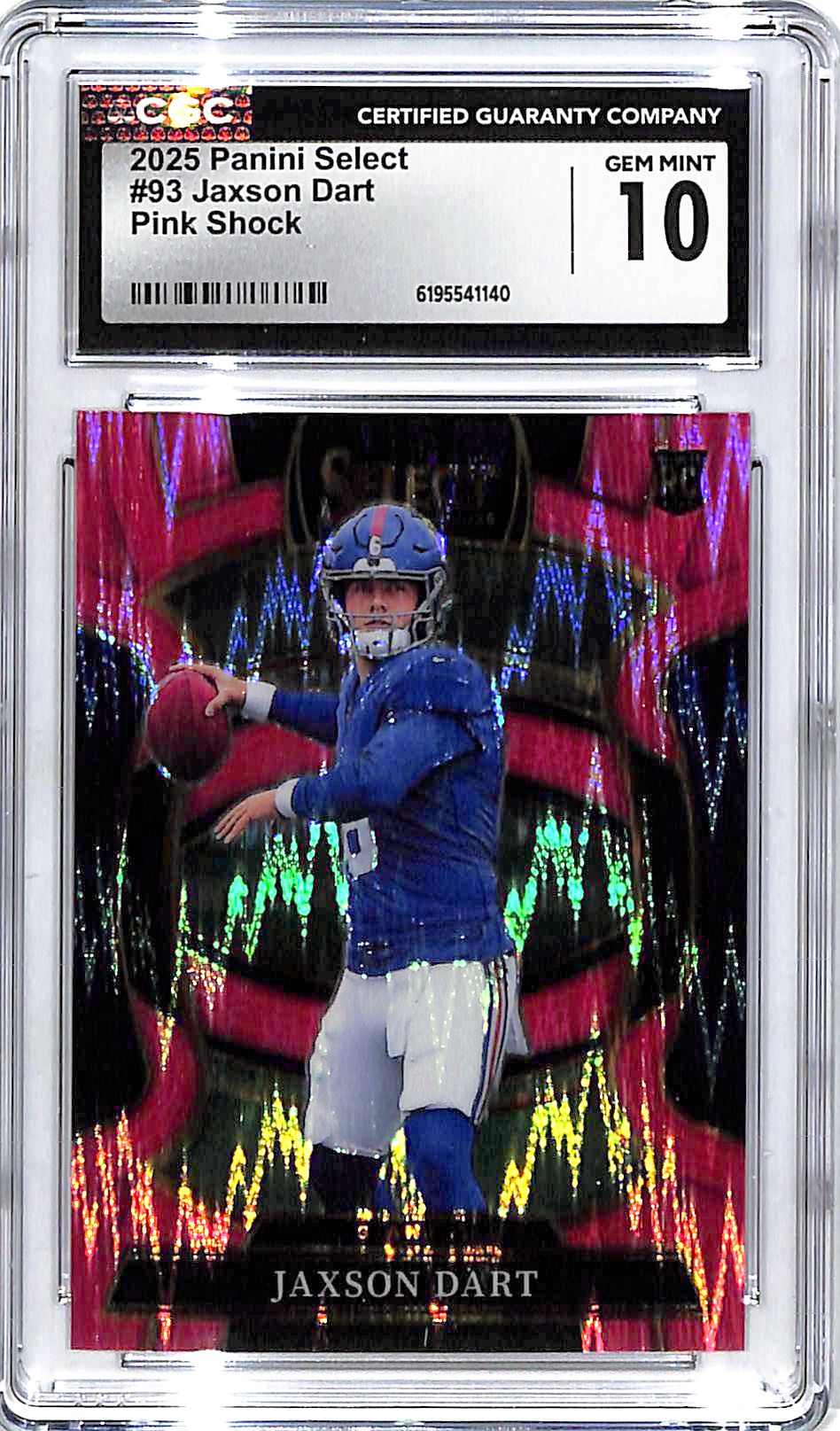 2025 Select Jaxson Dart Rookie RC Pink Shock CGC 10 Giants