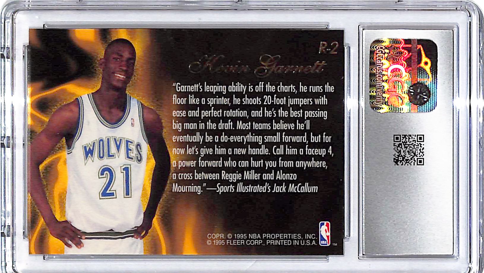 1995-96 Flair Kevin Garnett Class of 95 Rookie RC CGC 10 Timberwolves