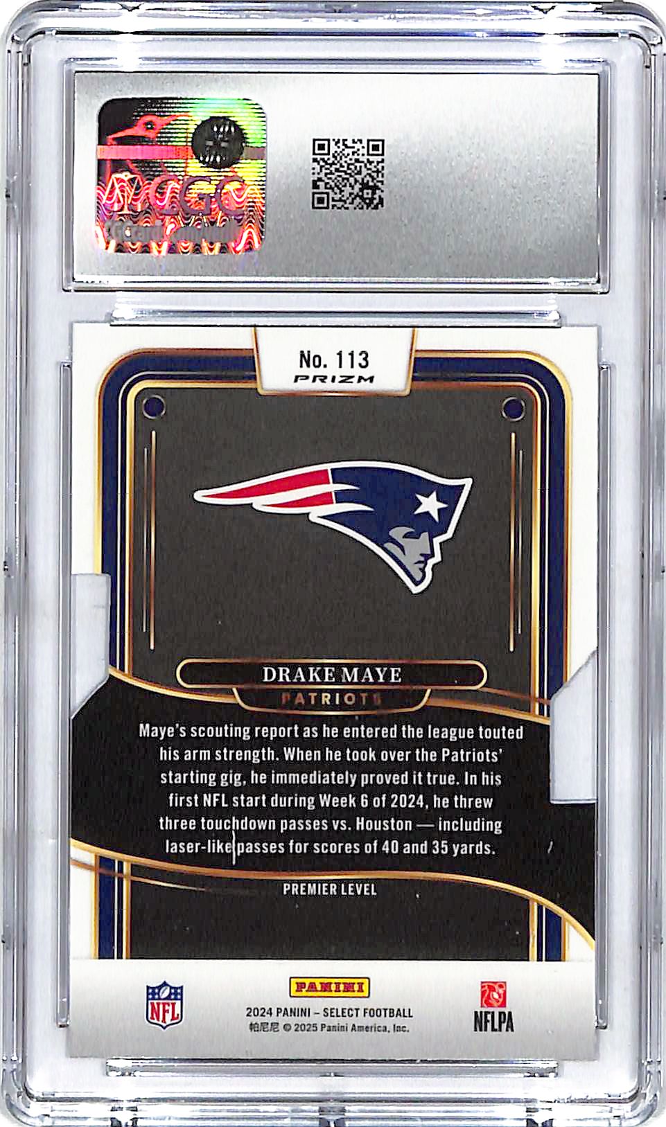 2024 Select Drake Maye Rookie RC Silver Die Cut CGC 9 Patriots