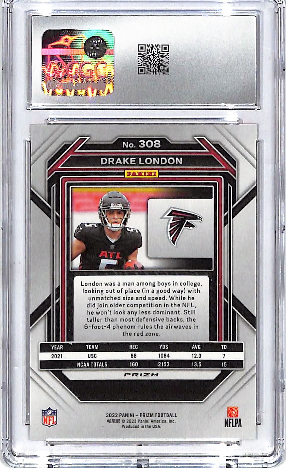 2022 Prizm Drake London Rookie RC Orange Cracked Ice CGC 9 Falcons