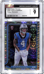 2025 Topps Chrome Tetairoa McMillan Rookie RC Pulsar Refractor CGC 9 Panthers