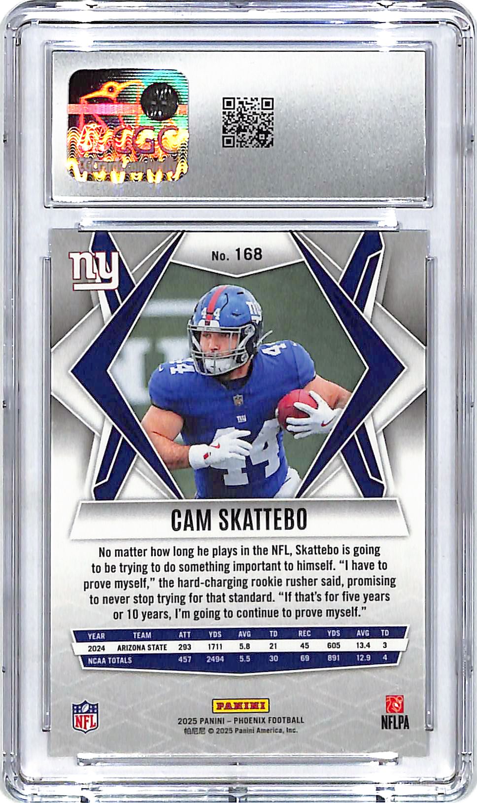 2025 Phoenix Cam Skattebo Rookie RC Silver Mosaic CGC 10 Giants