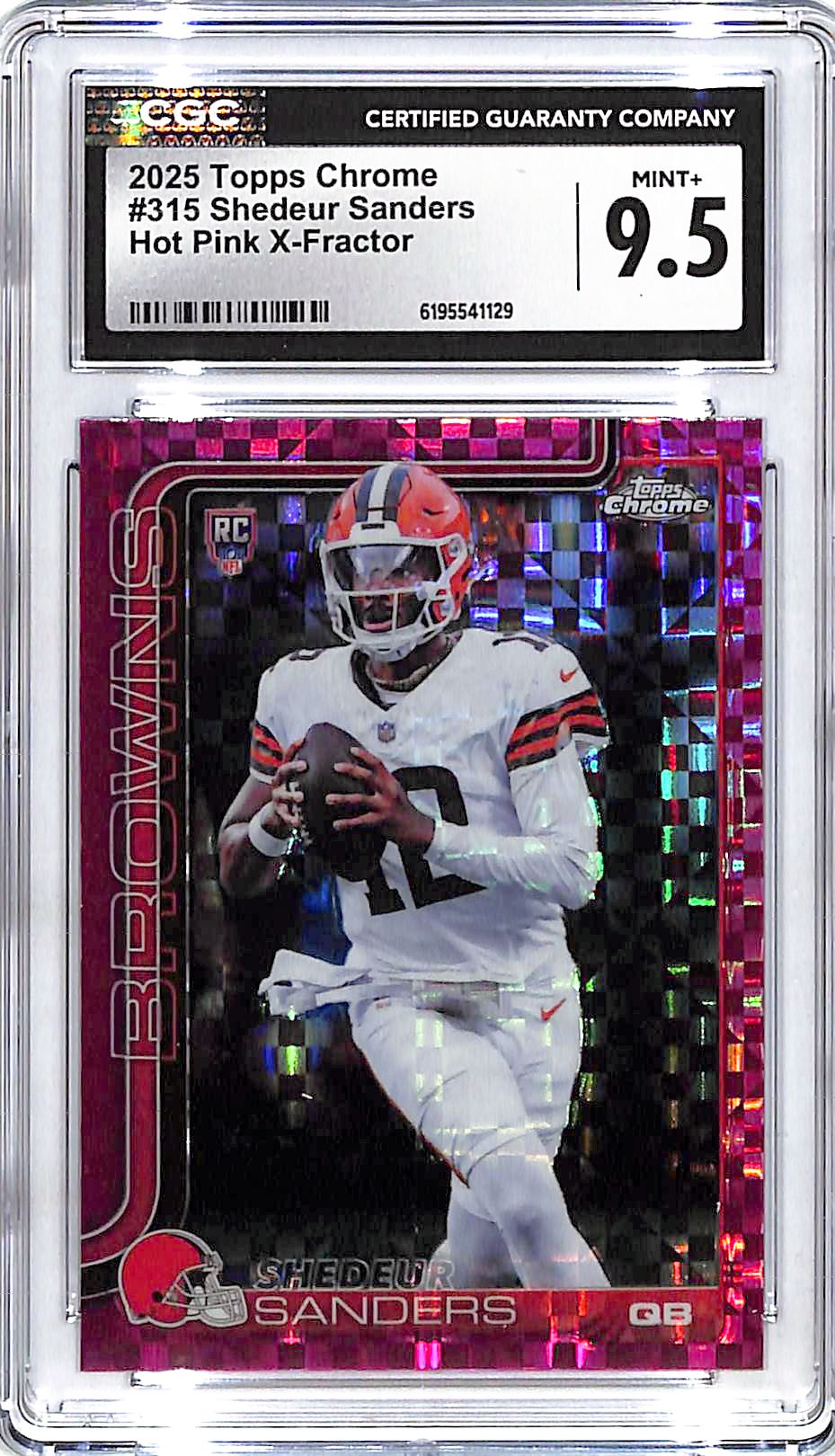 2025 Topps Chrome Shedeur Sanders Rookie RC Hot Pink Xfractor CGC 9.5 Browns