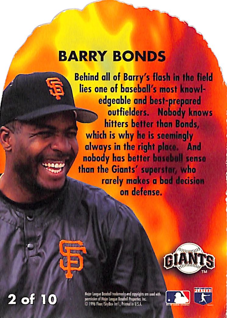 1996 Flair Barry Bonds Hot Gloves #2 Giants