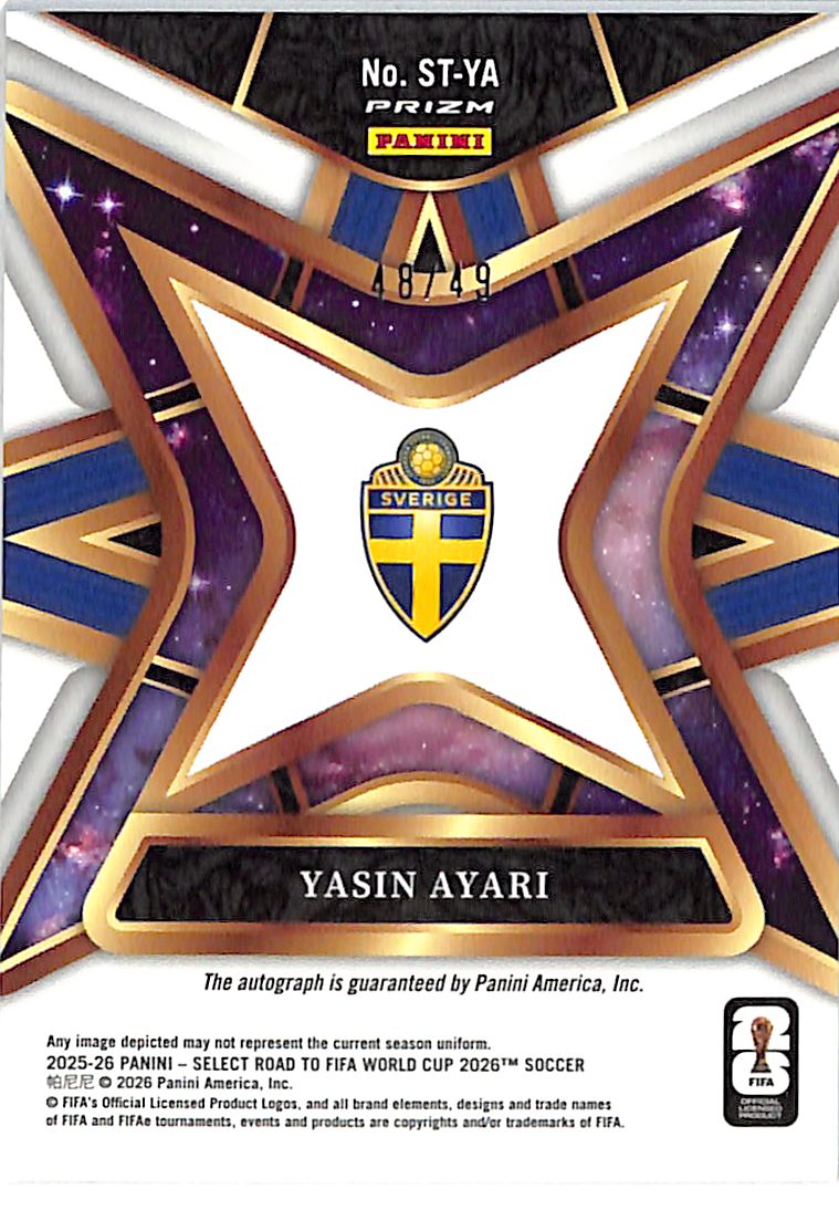 2025-26 Select FIFA World Cup Yasin Ayari Auto Autograph Orange /49 Sweden