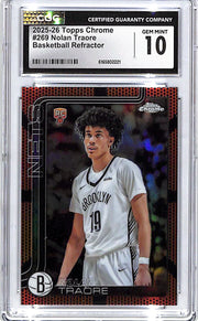 2025-26 Topps Chrome Nolan Traore Rookie RC Basketball Refractor CGC 10 Nets