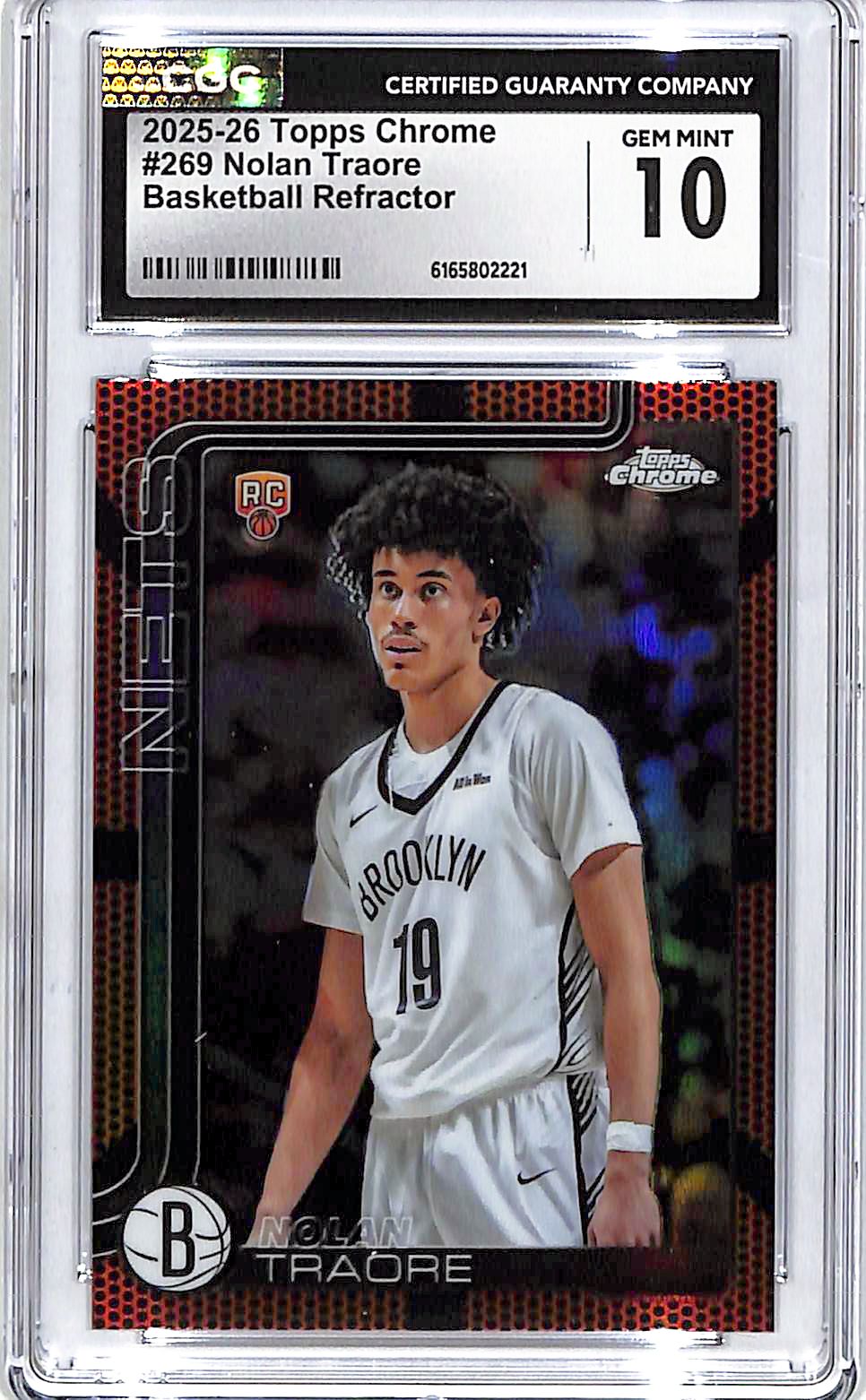 2025-26 Topps Chrome Nolan Traore Rookie RC Basketball Refractor CGC 10 Nets