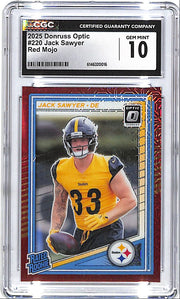 2025 Donruss Optic Jack Sawyer Rated Rookie RC Red Mojo CGC 10 Steelers