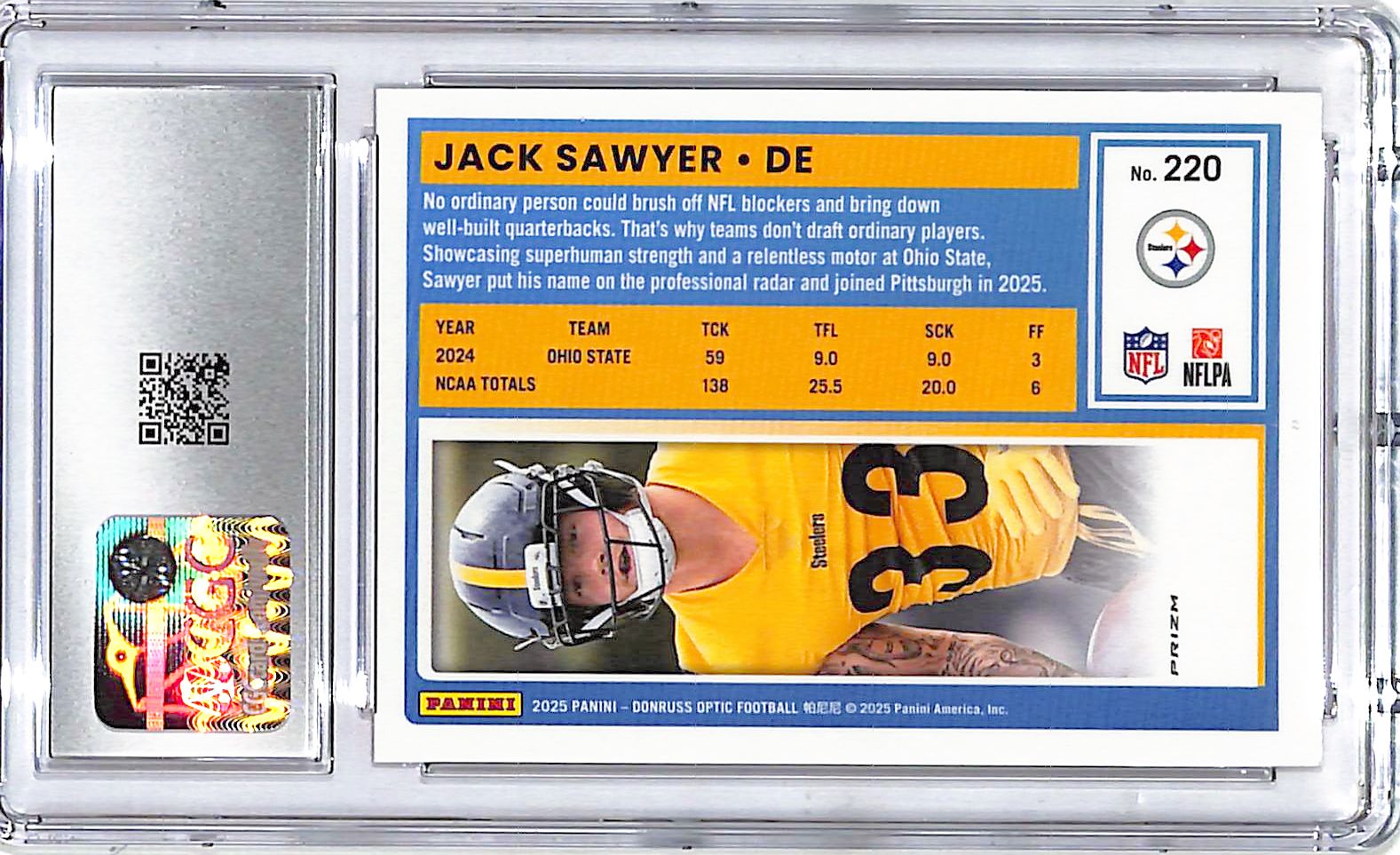 2025 Donruss Optic Jack Sawyer Rated Rookie RC Red Mojo CGC 10 Steelers