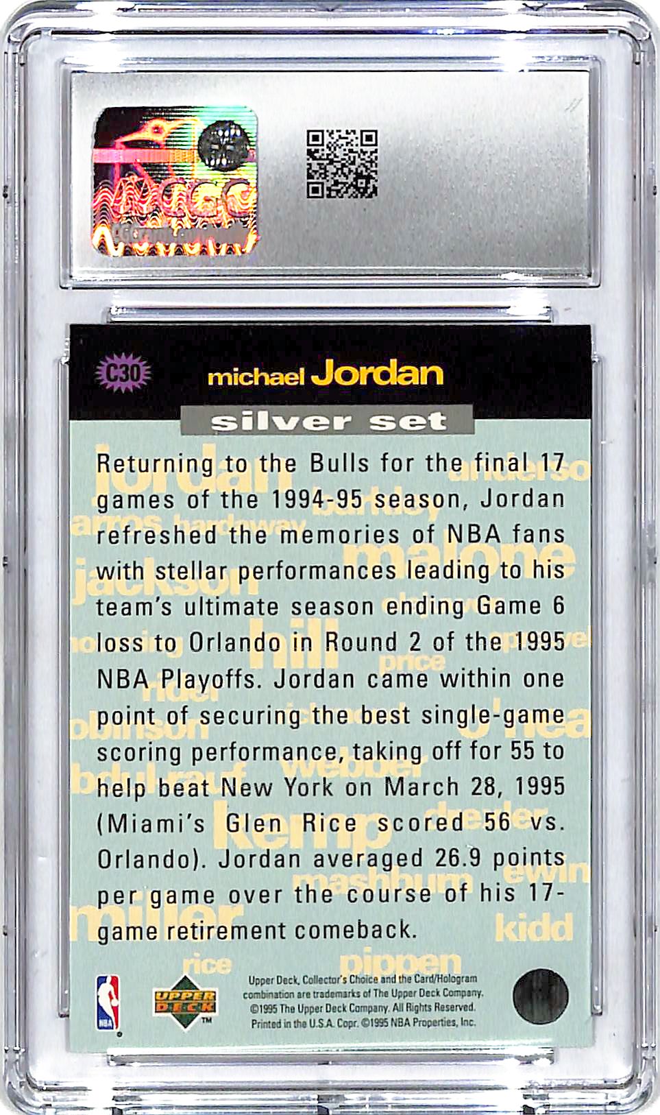 1995-96 Collector's Choice Michael Jordan You Crash The Game Silver CGC 9.5 Bulls