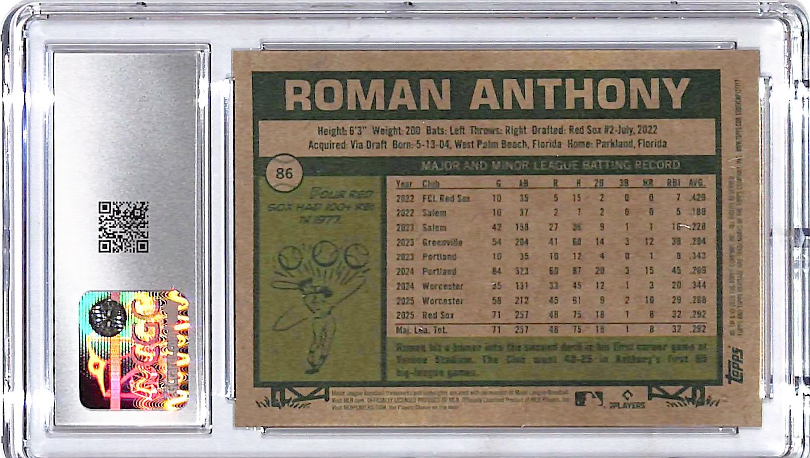 2026 Topps Heritage Roman Anthony Rookie RC #86 CGC 10 Red Sox