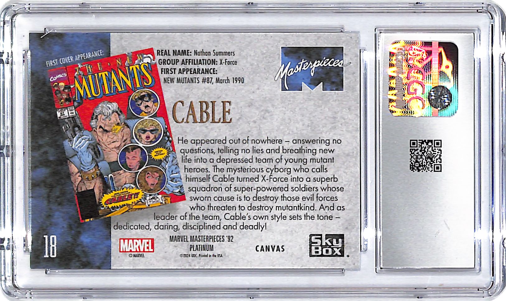 2024 Upper Deck Marvel Masterpieces Cable Canvas #18 CGC 10