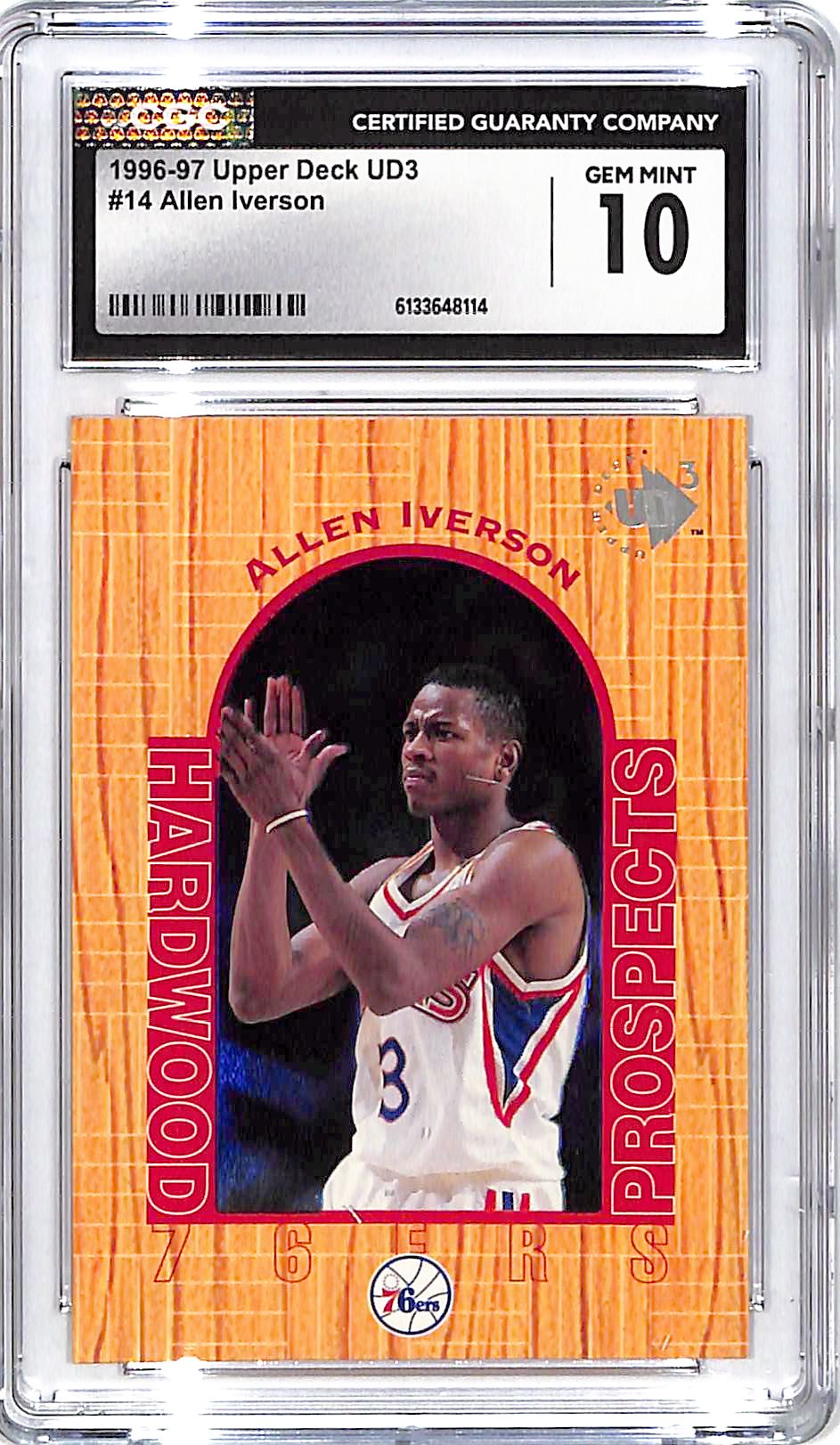 1995-96 Upper Deck UD3 Allen Iverson #14 CGC 10 Rookie RC 76ers