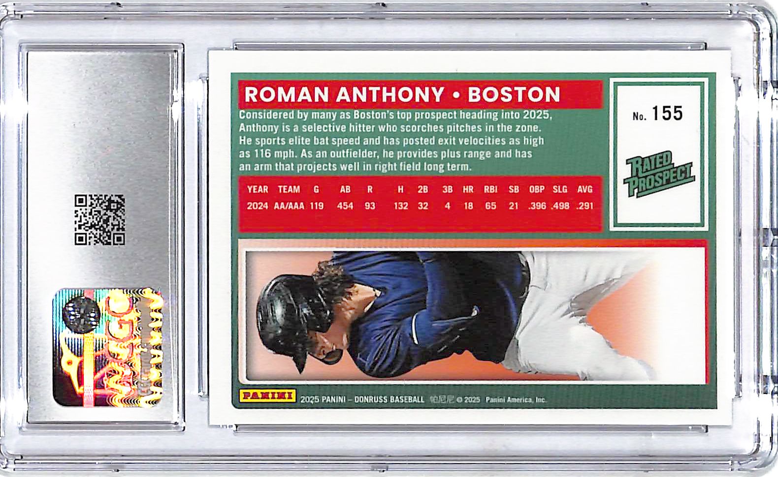 2025 Donruss Optic Roman Anthony Rated Prospect Rookie RC CGC 10 Red Sox
