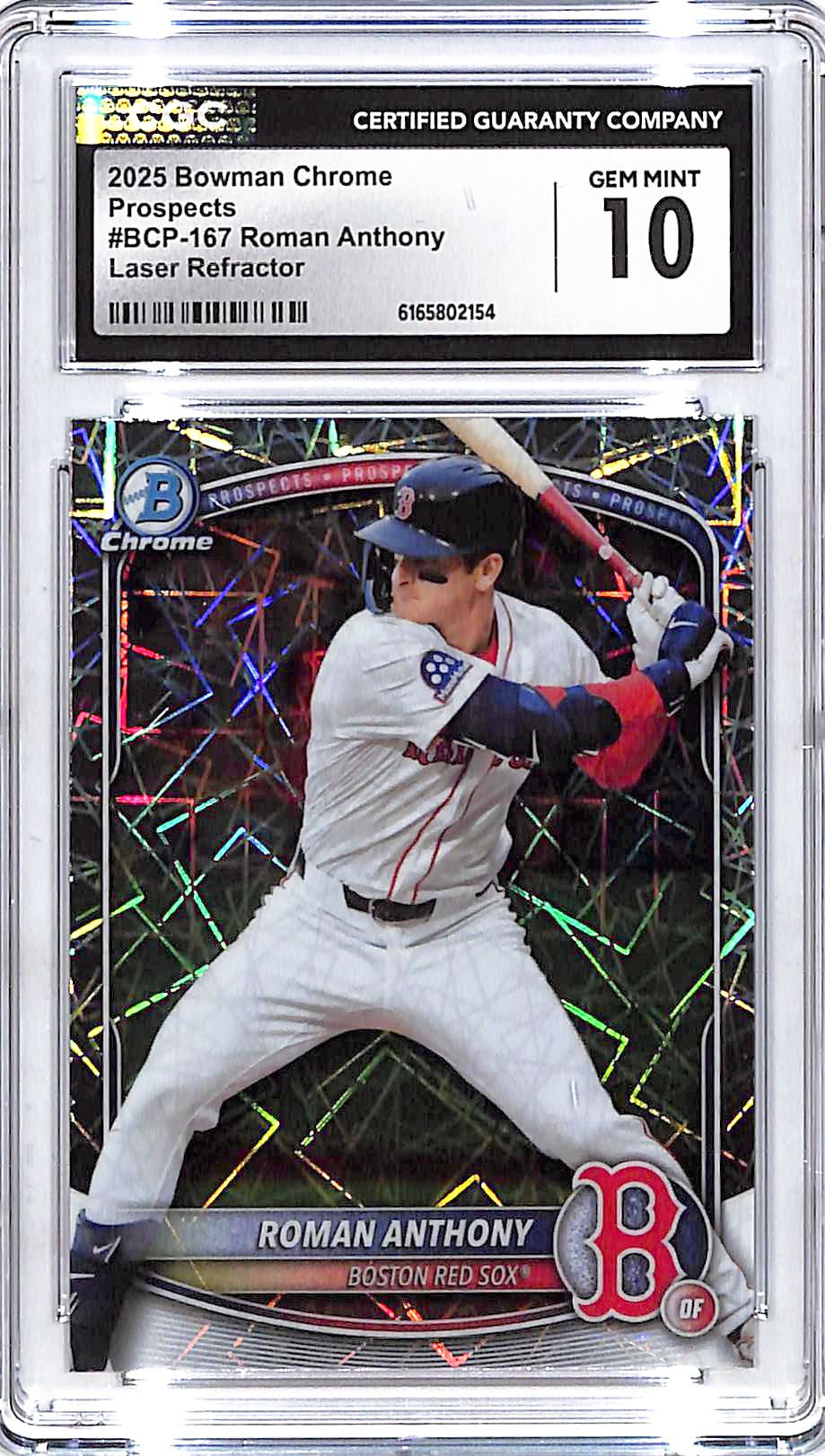2025 Bowman Chrome Roman Anthony Rookie RC Lazer Refractor CGC 10 Red Sox