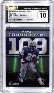 2024 Topps Signature Class Barry Sanders Zone Out Teal /225 CGC 10 Lions