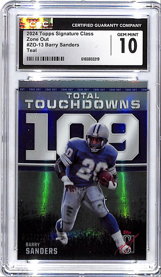 2024 Topps Signature Class Barry Sanders Zone Out Teal /225 CGC 10 Lions