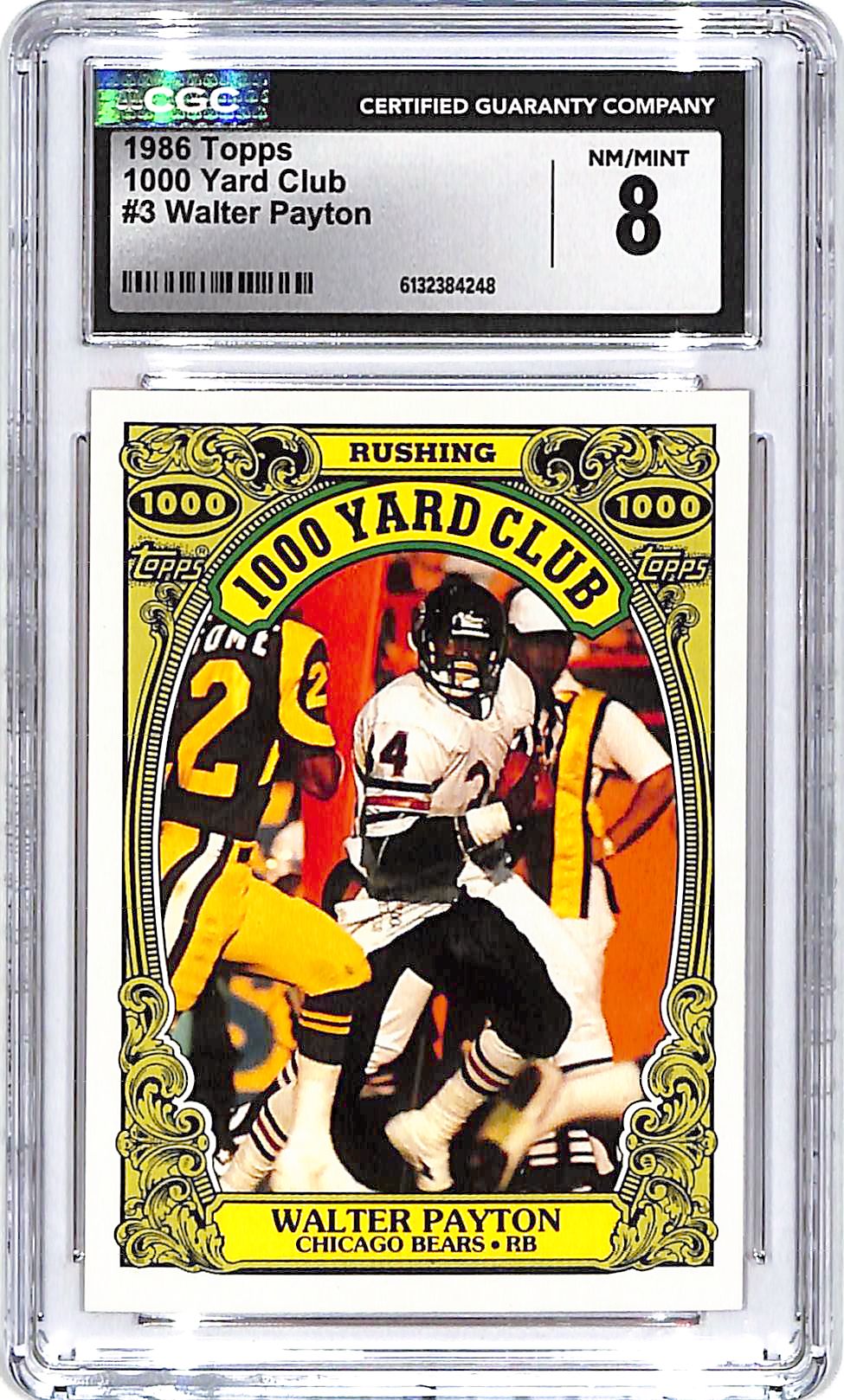 1986 Topps Walter Payton 1000 Yard Club #3 CGC 8 Bears