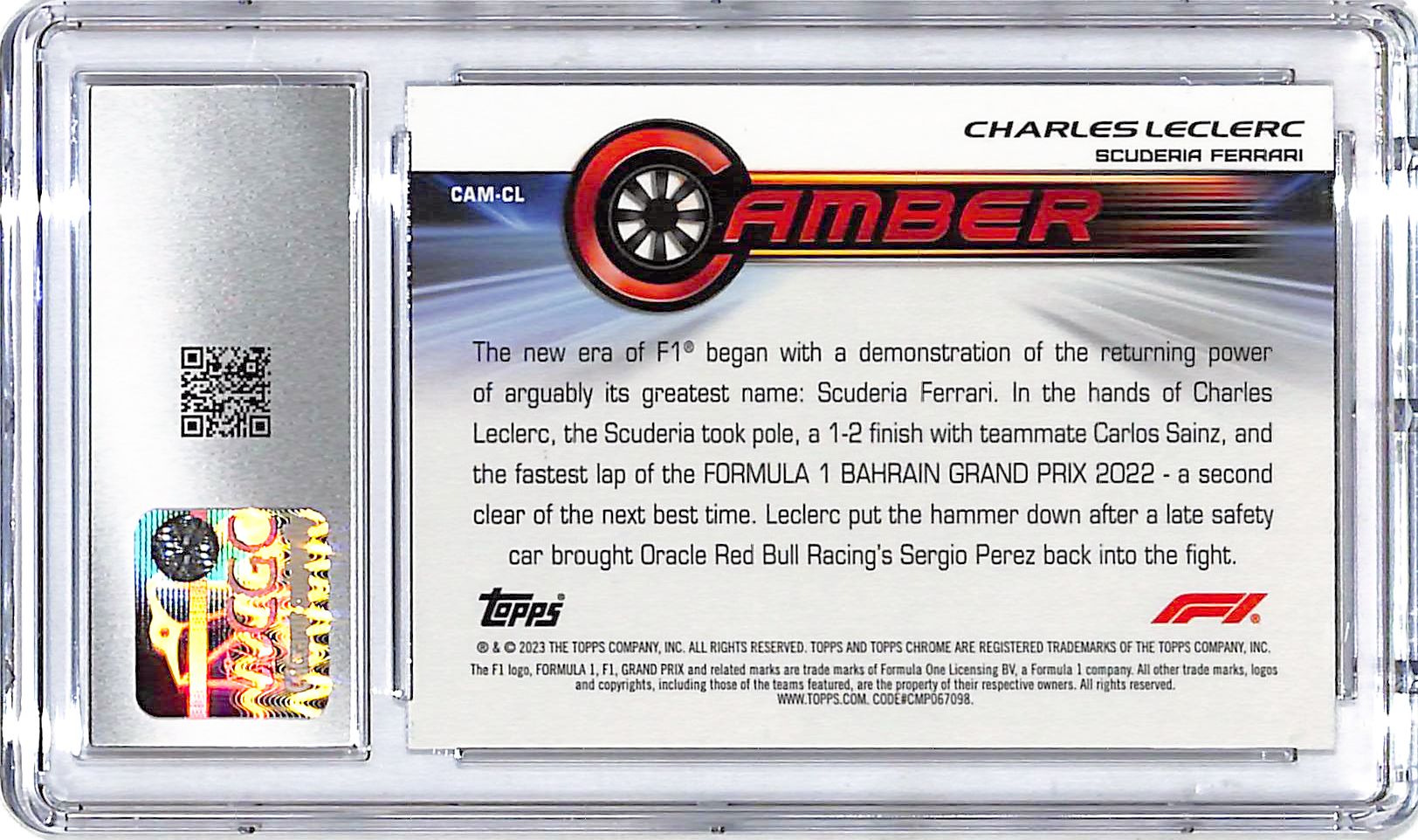2023 Topps Chrome Formaula 1 F1 Charles Leclerc Camber CGC 9.5 Ferrari