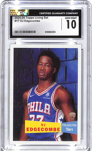 2025-26 Topps Living Set VJ Edgecombe Rookie RC #17 CGC 10 76ers