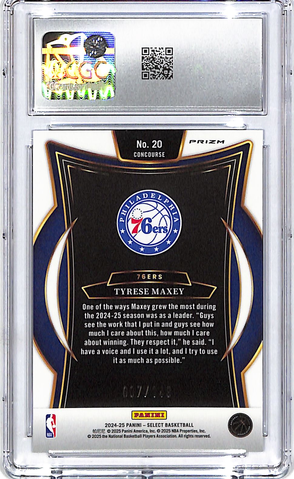 2024-25 Select Tyrese Maxey White /149 CGC 10 76ers