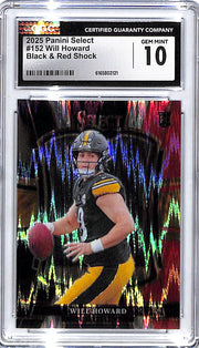 2025 Select Will Howard Rookie RC Black and Red Shock CGC 10 Steelers