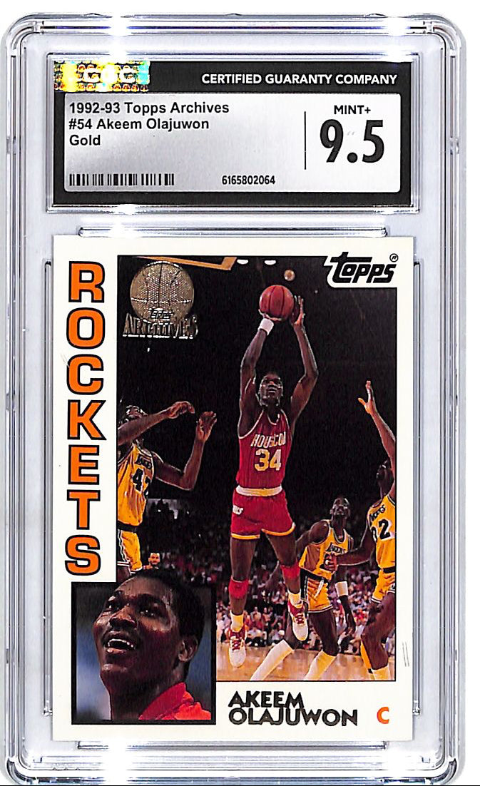 1992-93 Topps Archives Akeem Olajuwon Gold #54 CGC 9.5 Rockets