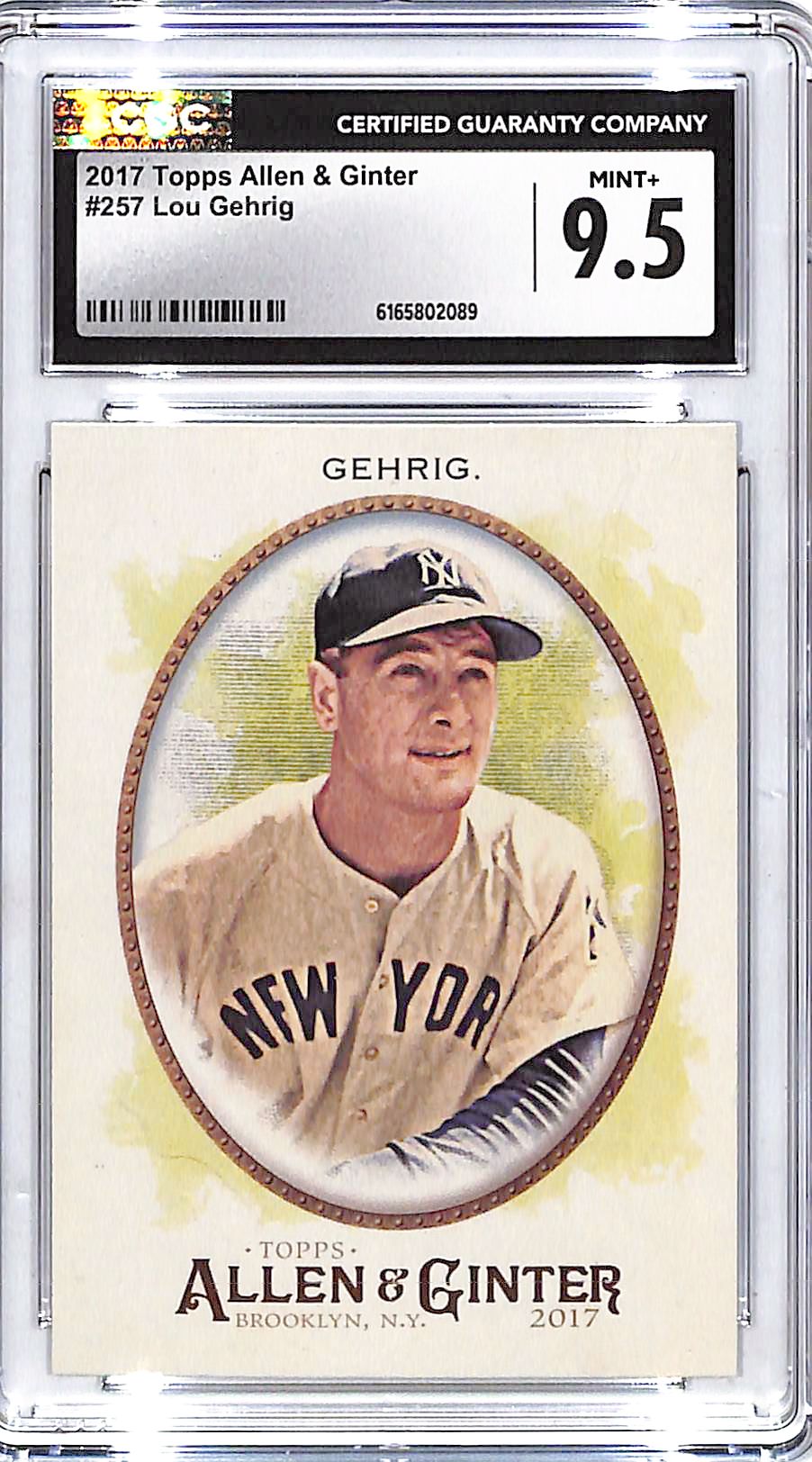 2017 Topps Allen and Ginter Lou Gehrig #257 CGC 9.5 Yankees