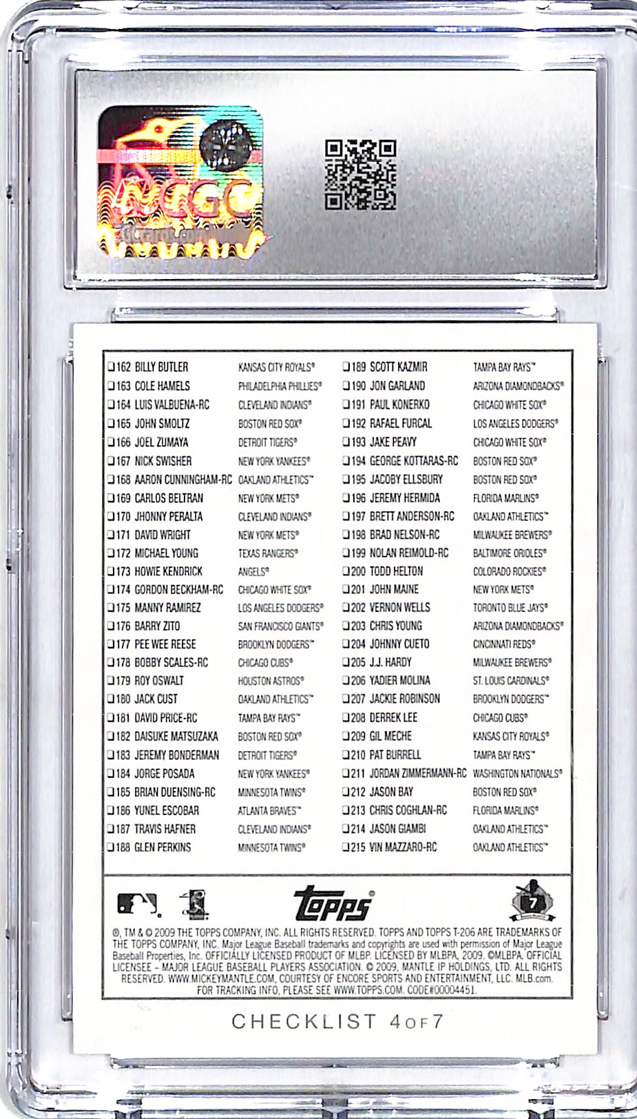 2009 Topps 206 Mickey Mantle Checklists #4 CGC 9.5 Yankees