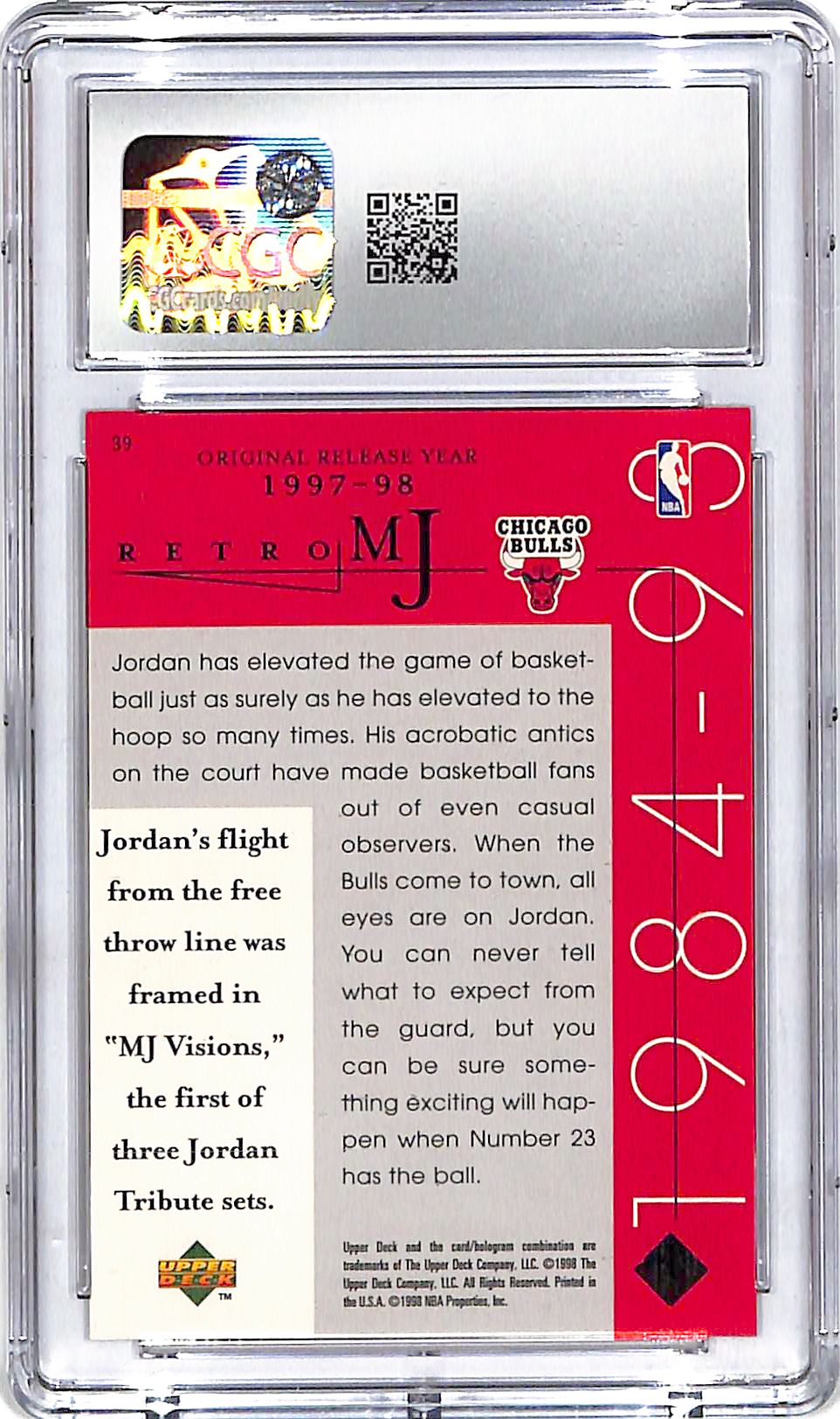 1998 Upper Deck MJ Career Collection Michael Jordan #39 CGC 9 Bulls