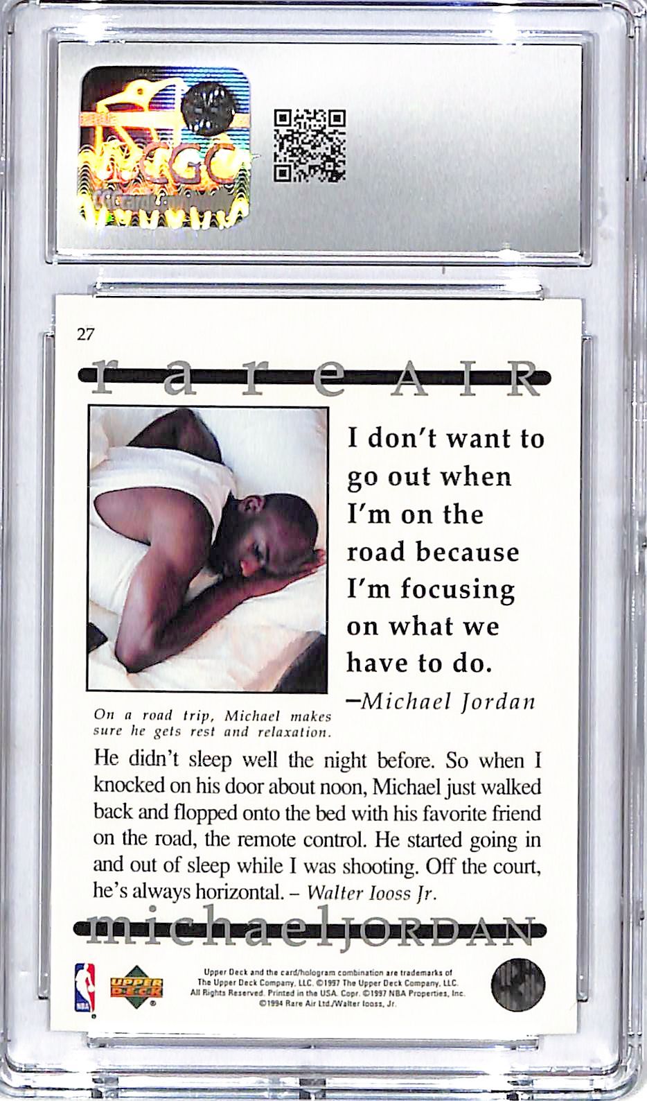 1997 Upper Deck Rare Air Michael Jordan #27 CGC 10 Bulls