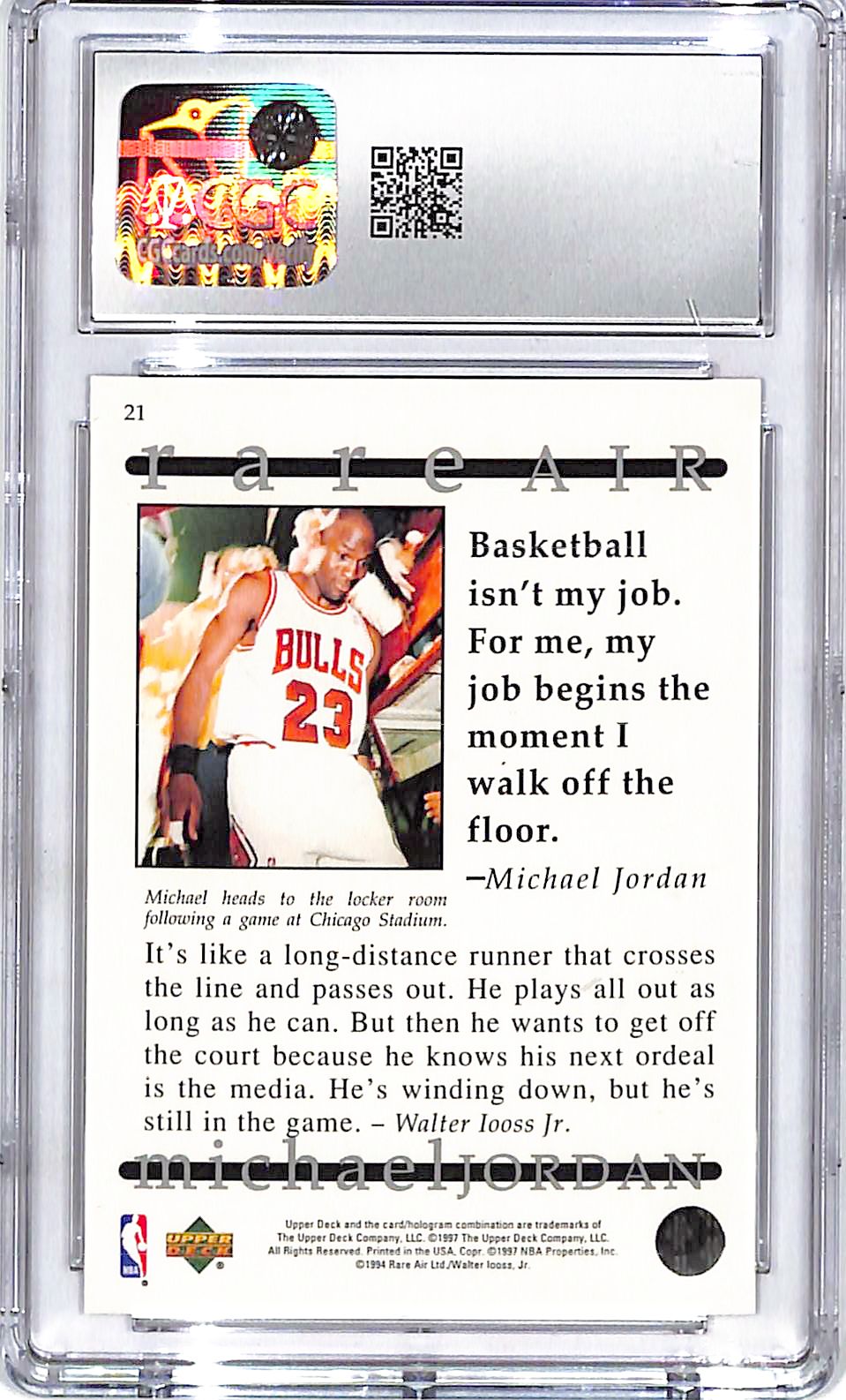1997 Upper Deck Rare Air Michael Jordan #21 CGC 10 Bulls