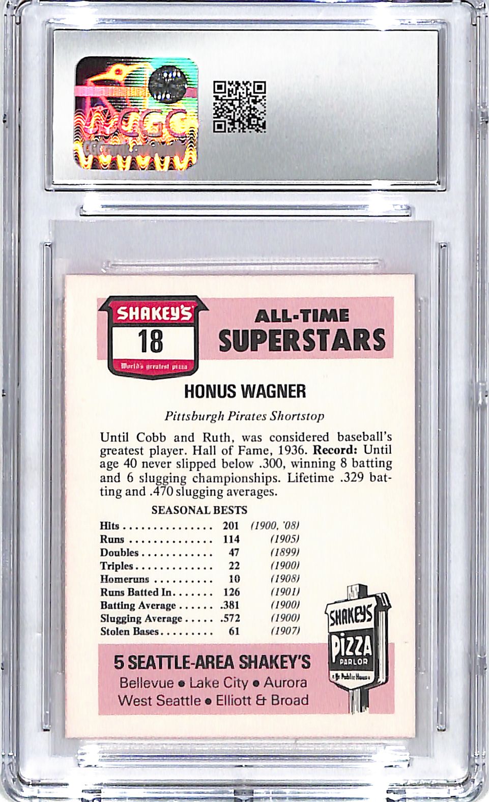 1977 Shakey's Pizza Honus Wagner #18 CGC 8.5 Pirates