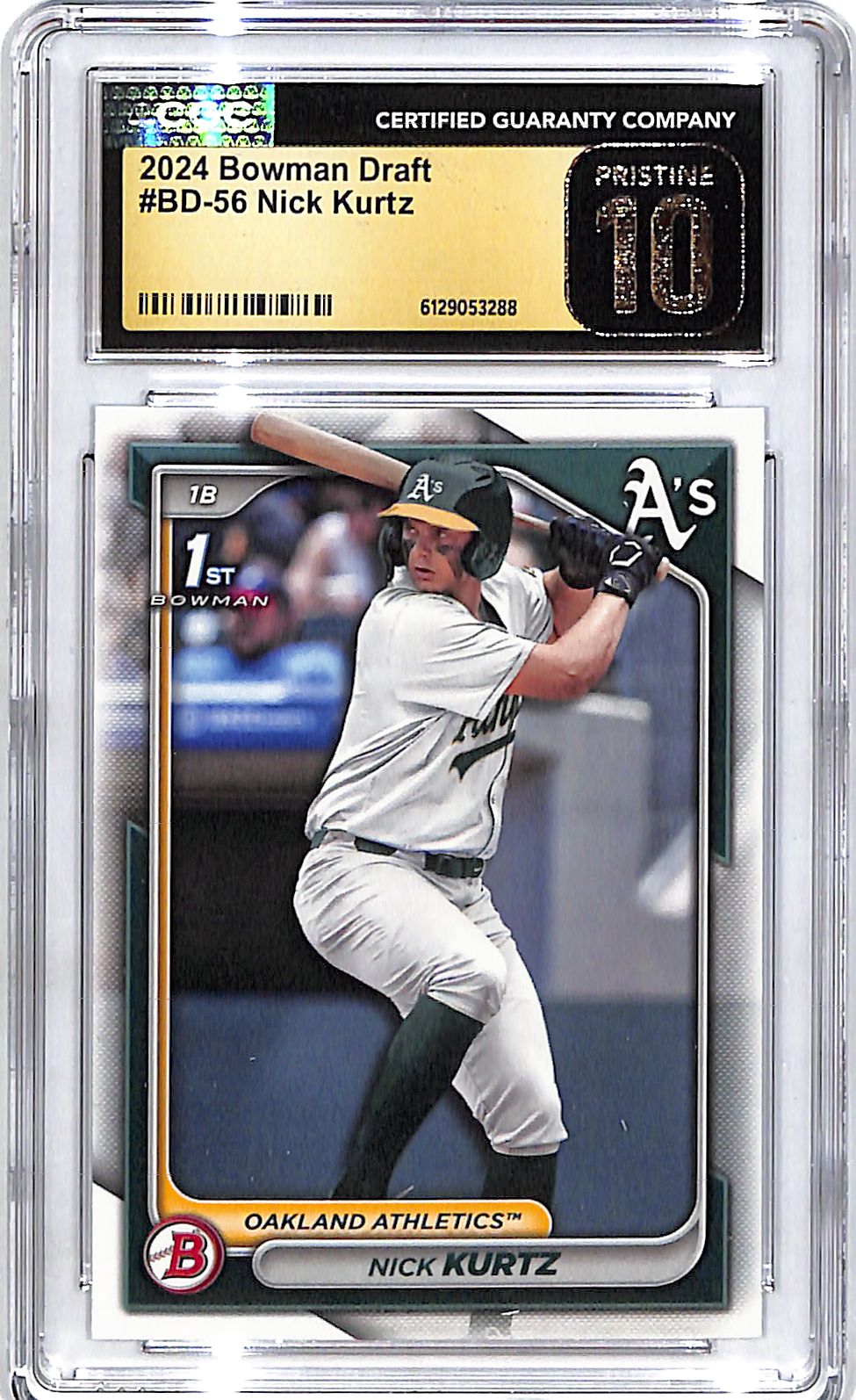 2024 Bowman Draft Nick Kurtz Rookie RC Prospect CGC 10 Pristine Athletics